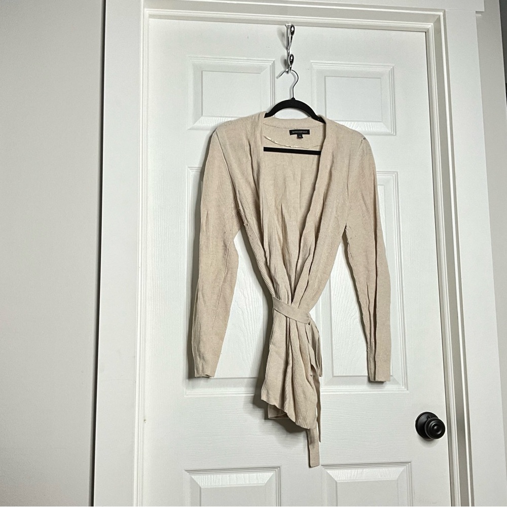 Banana Republic - Cream Knit Long Sleeve Wrap Sweater - Size Medium